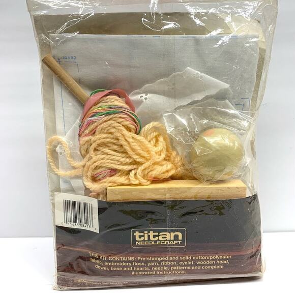 Vtg 1989 Titan Needlecraft “Springtime Doll” Stamped Cross Stitch Kit Unopened - Picture 2 of 7